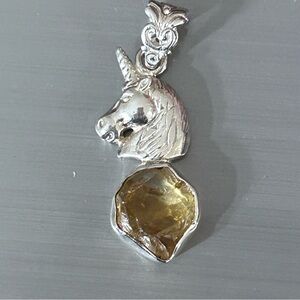 Silver925 Unicorn Pendant with citrine Gemstone